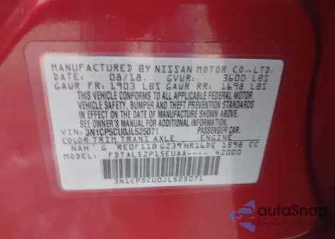 2018 Nissan Kicks Sv z USA, uszkodzony, nr VIN 3N1CP5CU0JL525071